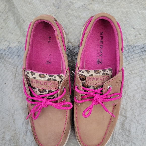 Sperry Top Sider Girl Leopard Pink Shoes Loafers Size 5M - Picture 5 of 8